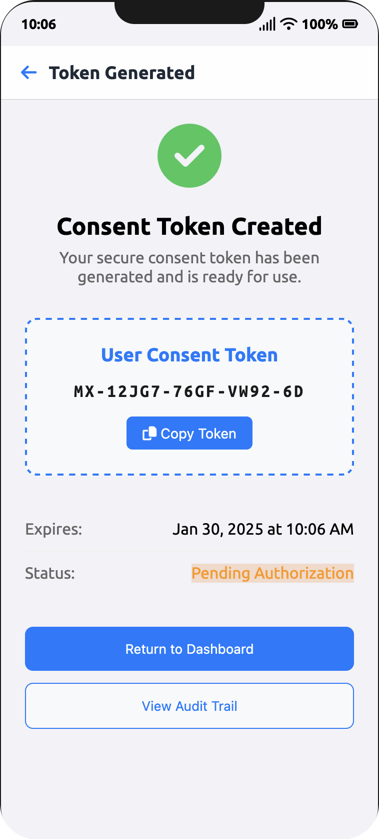 Token Screen